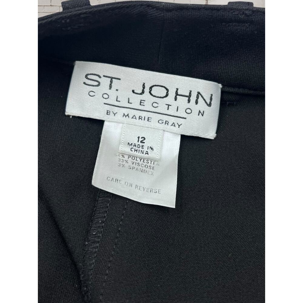 St. John Womens Classic Stretchy Black Straight Leg Long Career Pants Size 12 - Picture 9 of 10